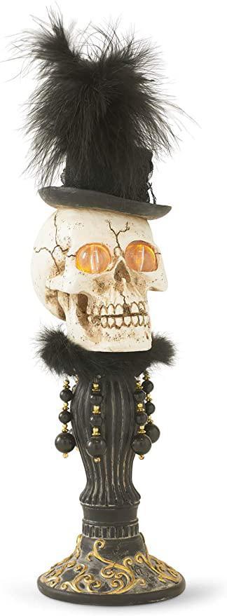 Halloween Skeleton Bust W/Led Eyes On Pedestal