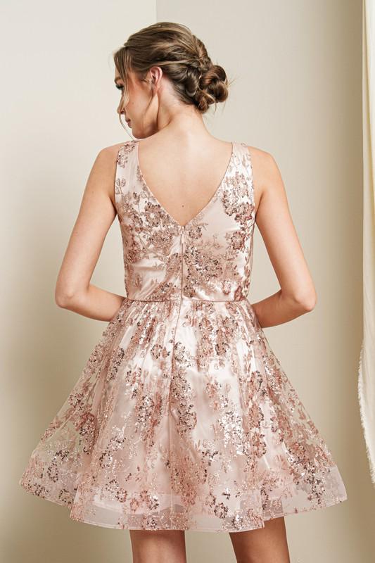 Rose Glitter Floral Dress