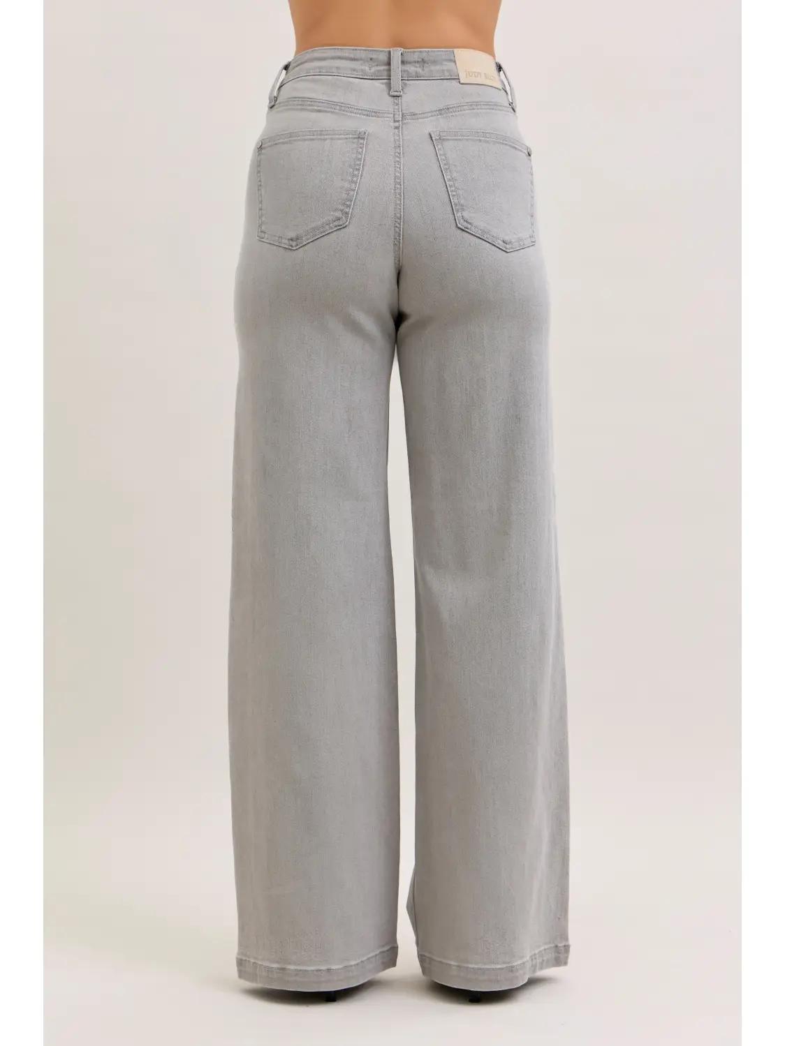 Judy Blue Grey HW Retro Wide Jeans