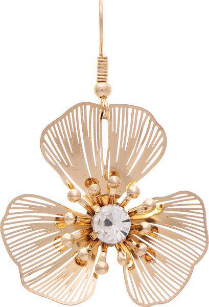 Gold Delicate Three Petal Flower Earring
