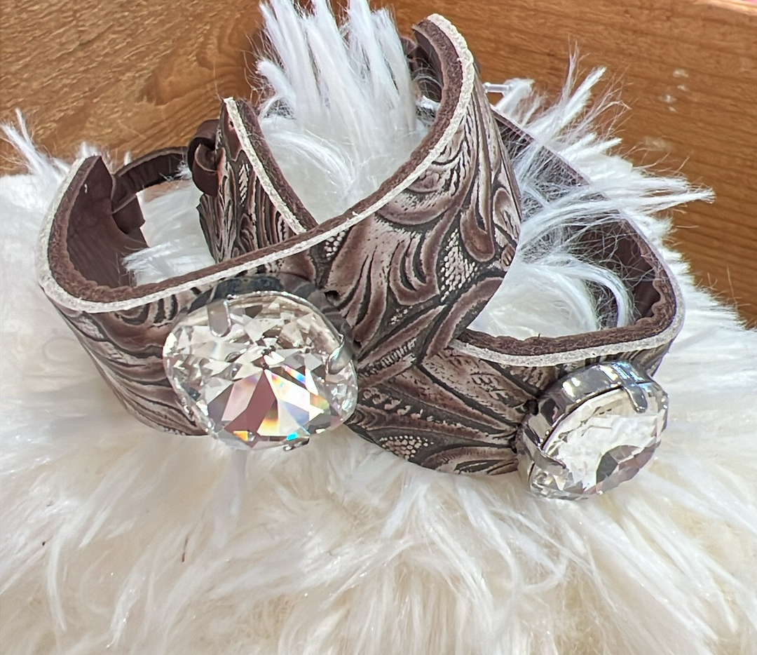 Leather & Crystal Cuff Bracelet