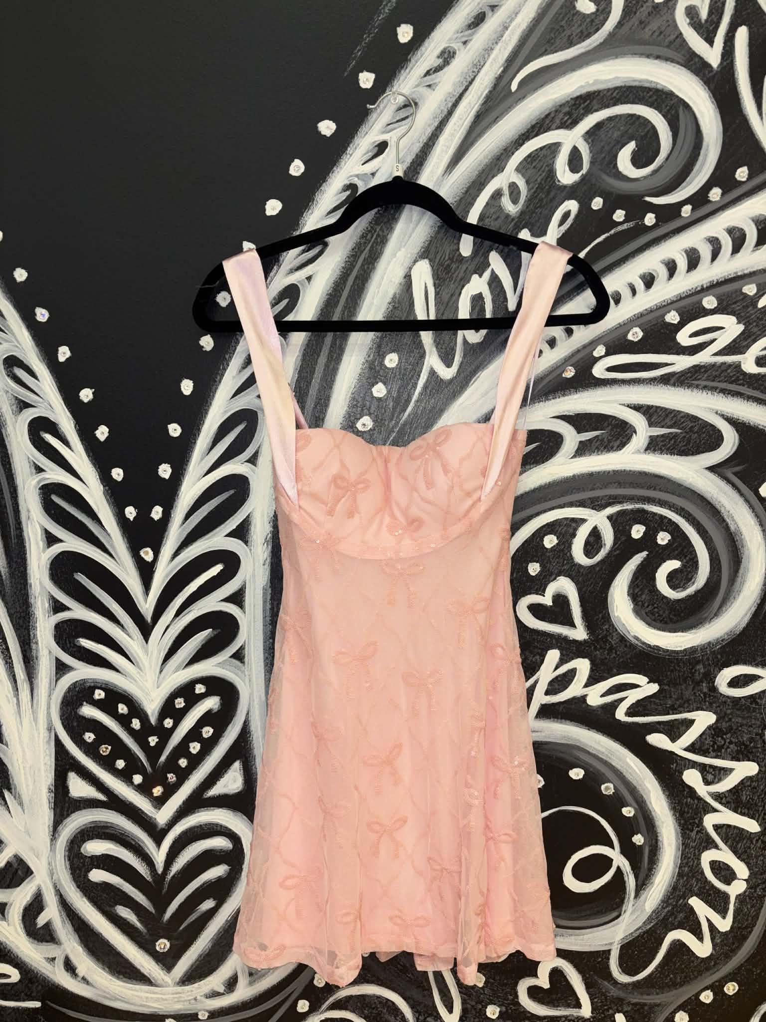 Pink Ribbon Sequin Bow Tie Mini Dress