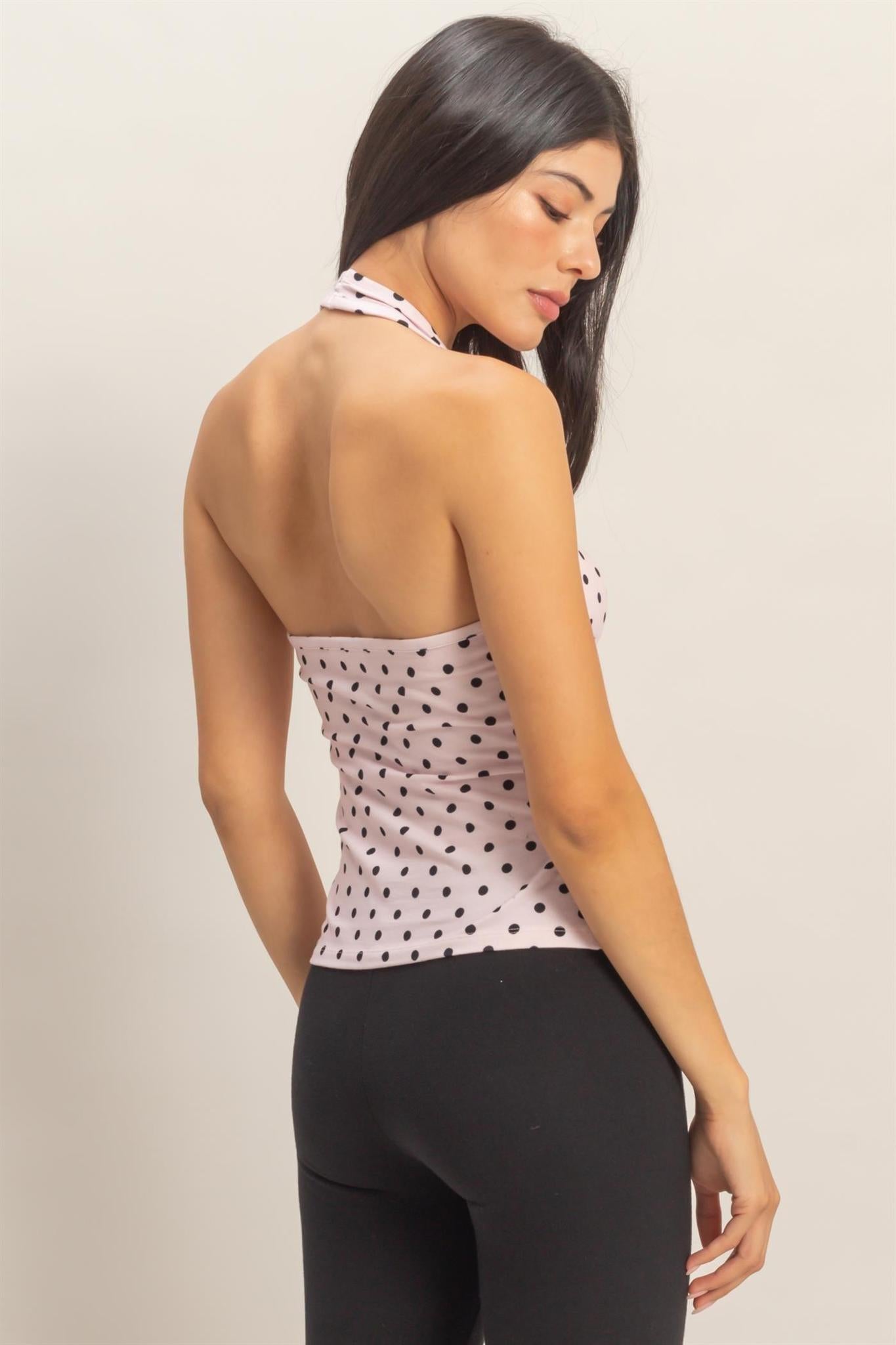 Polka Dot Halter Top - Pink