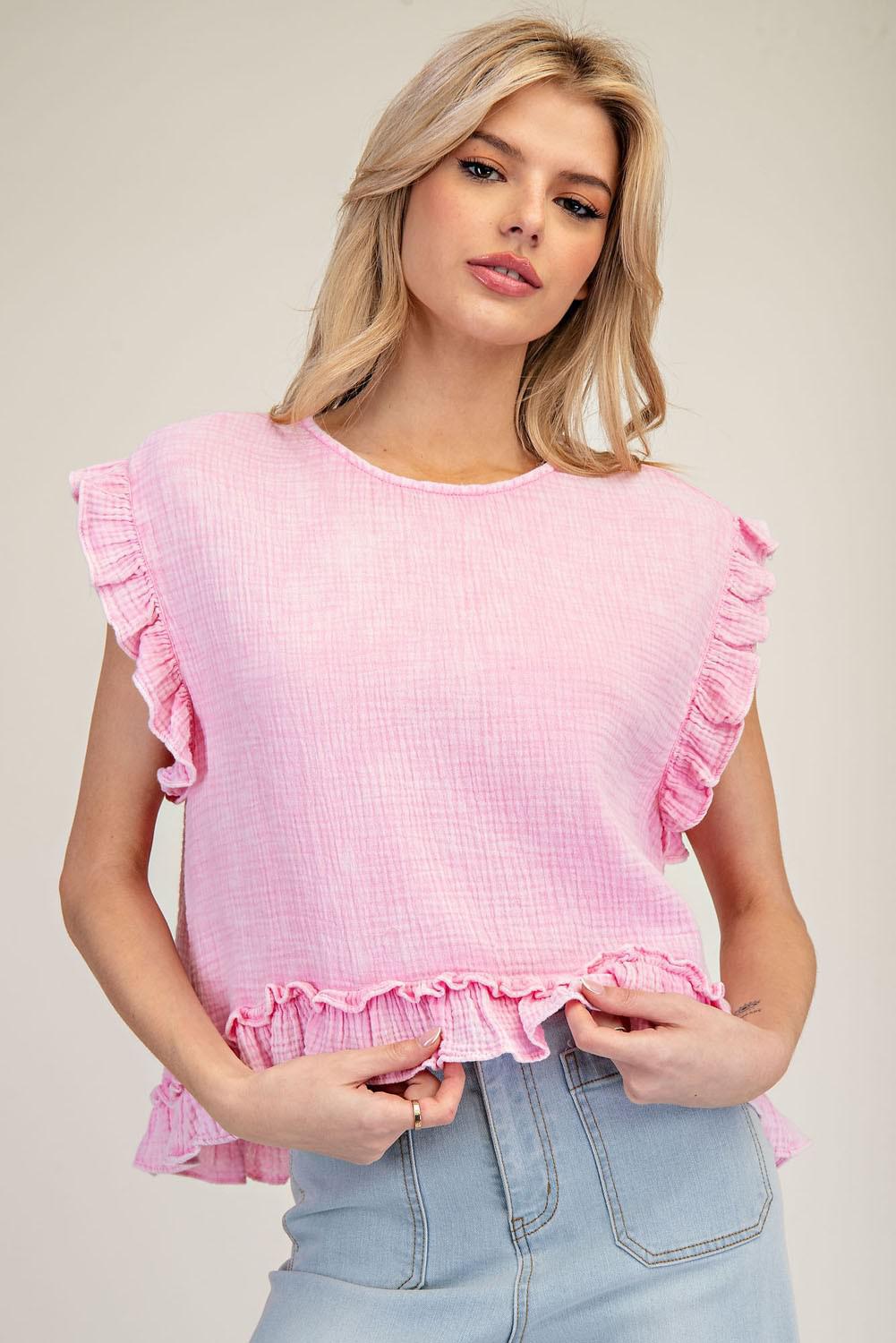 Washed Ruffle Top