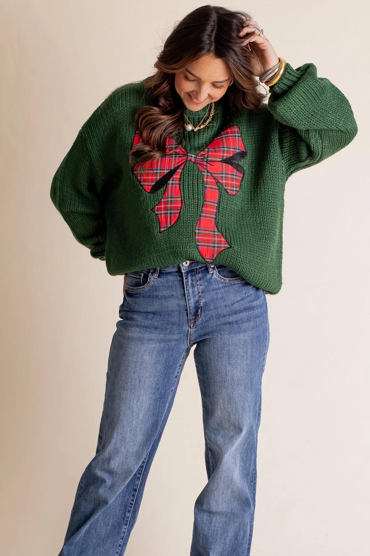 Plaid Ribbon Sweater