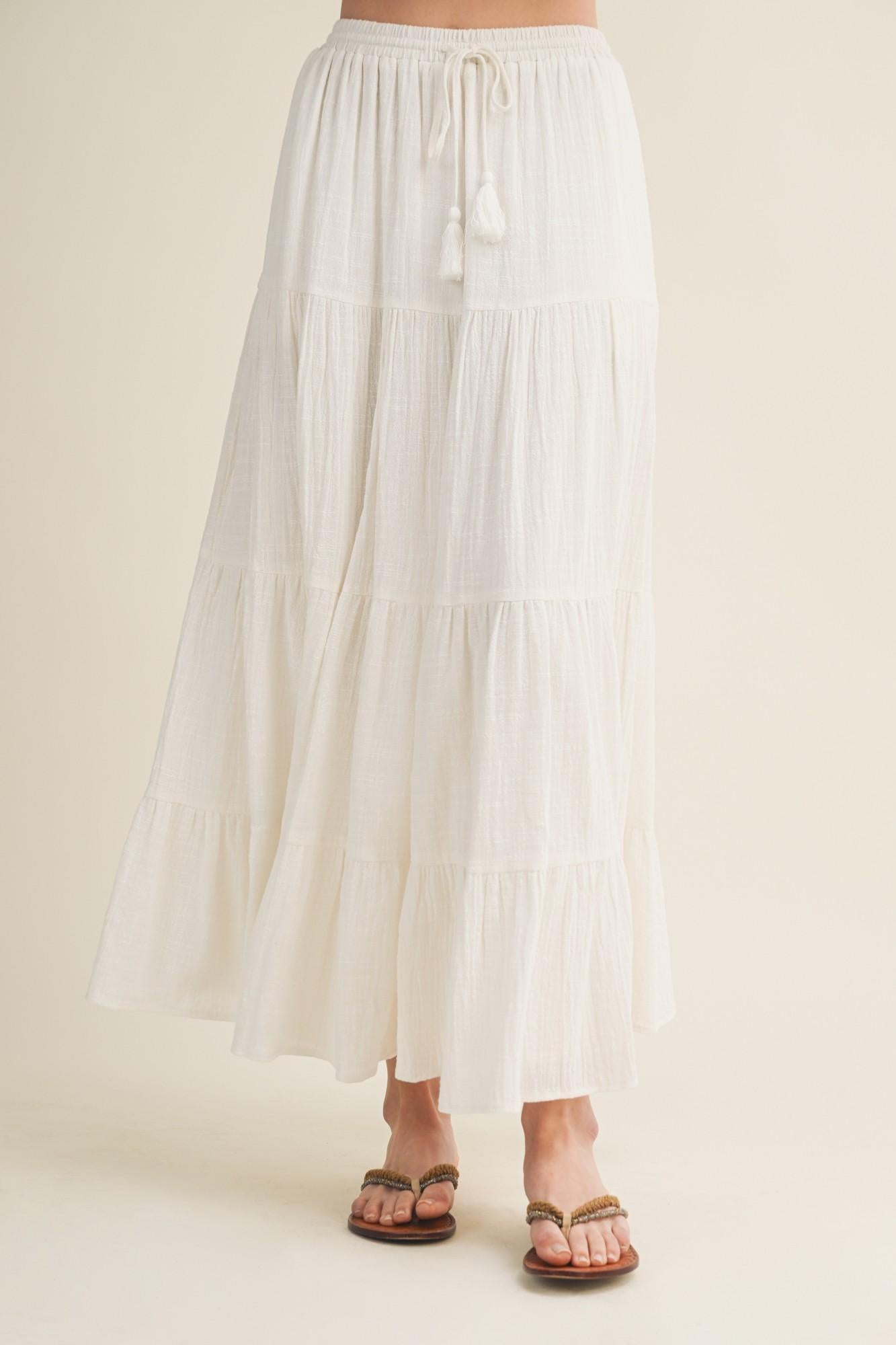 Off-White Tiered Maxi Skirt