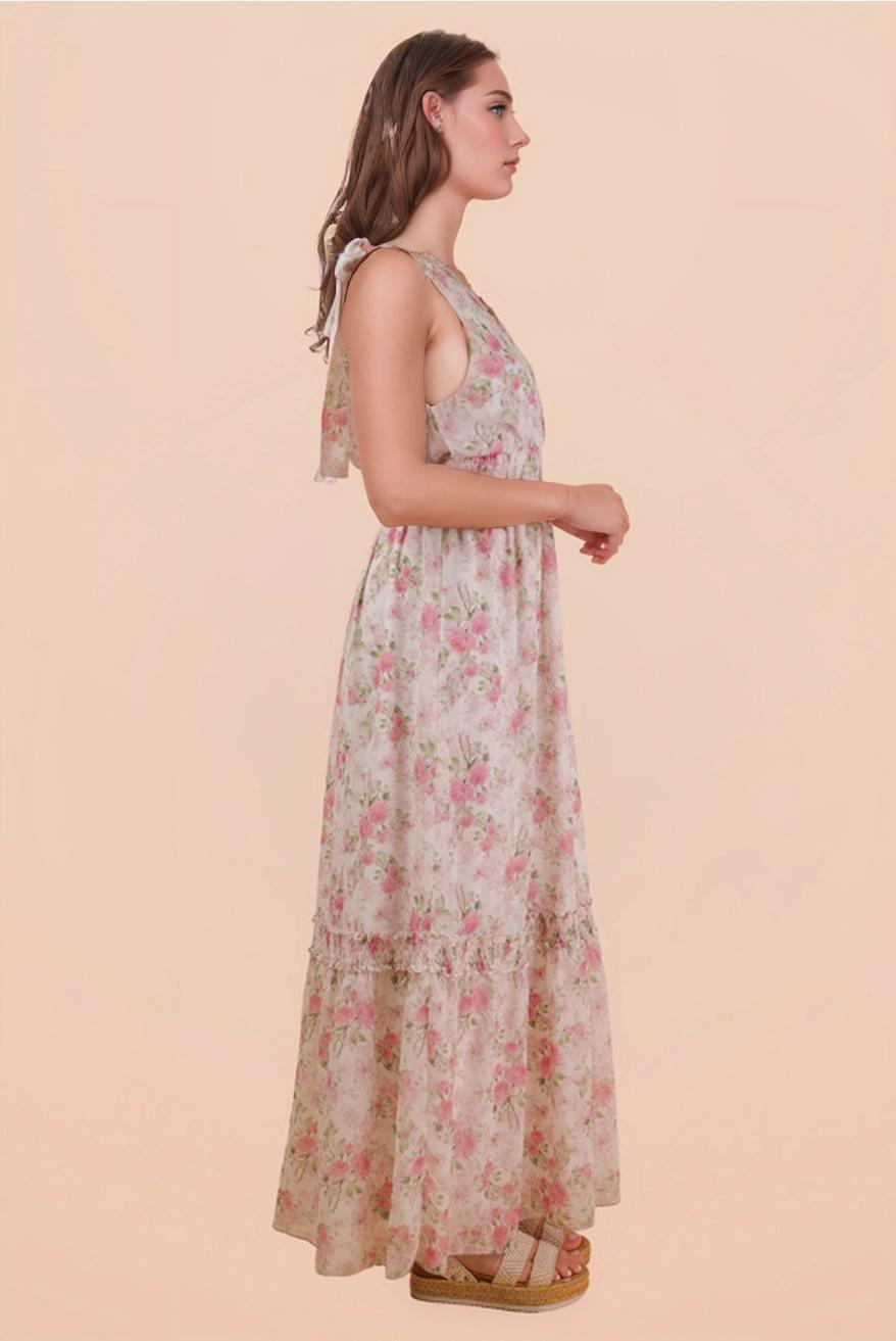 Floral Printed Shoulder Strap Midi Dress