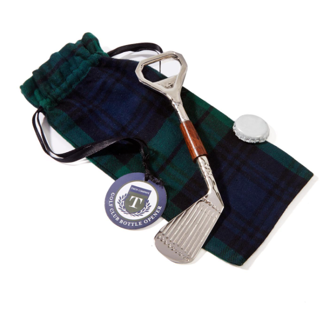 Golf Club Bottle Opener in Plaid Gift Pouch