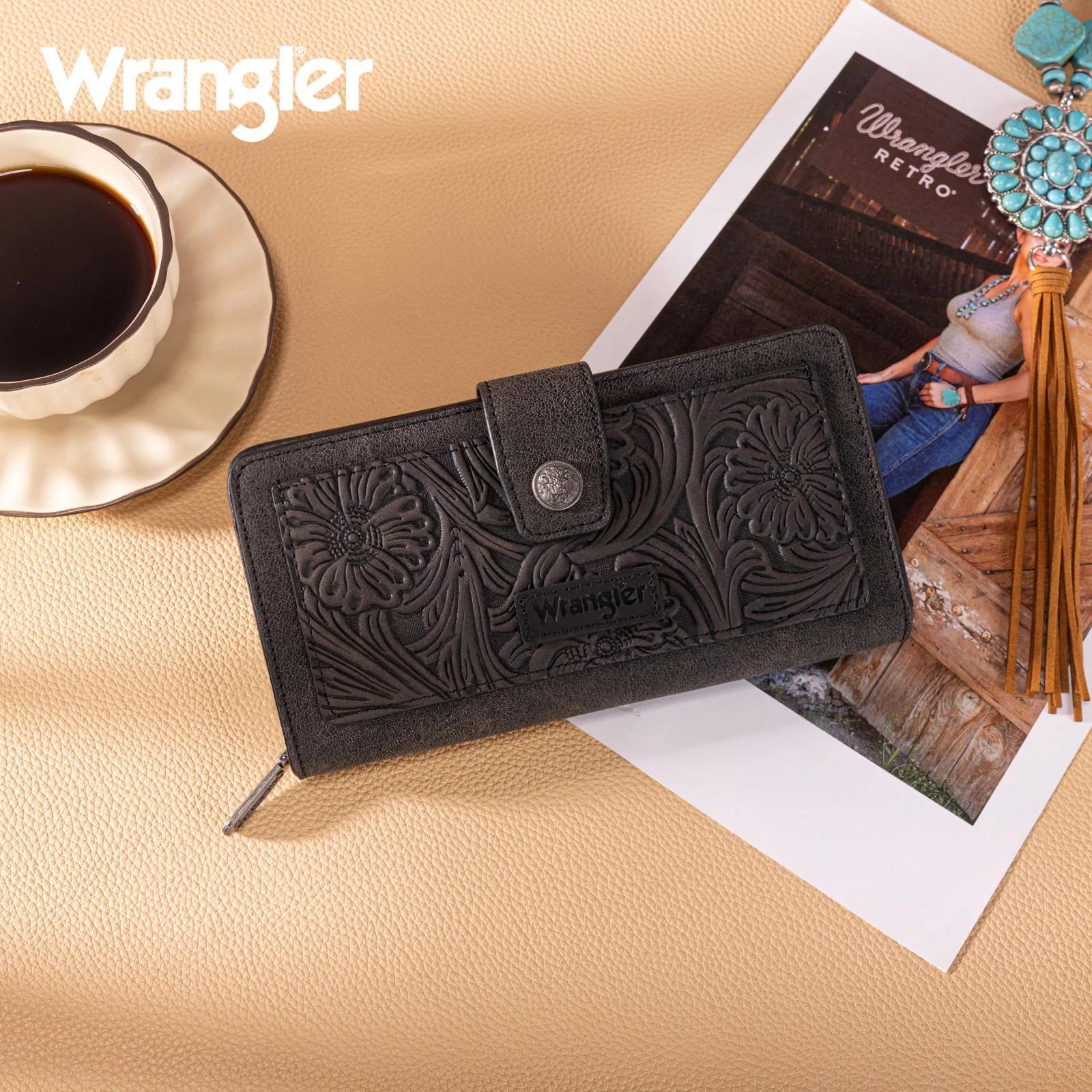 Wrangler Western Floral Tooled RFID Wallet