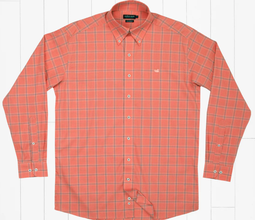 Calabash Performance Dress Shirt Peach & Coral