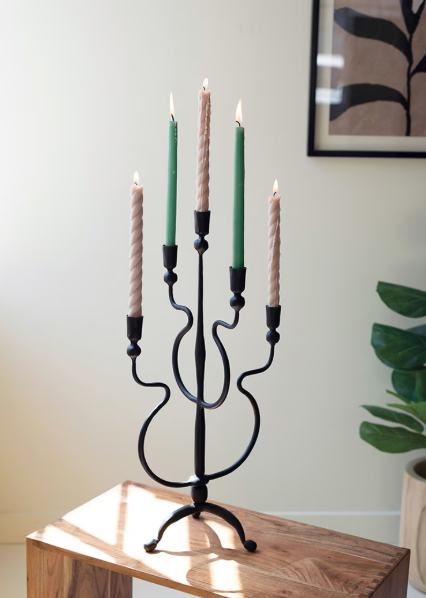 Forged Iron Five Taper Candelabra