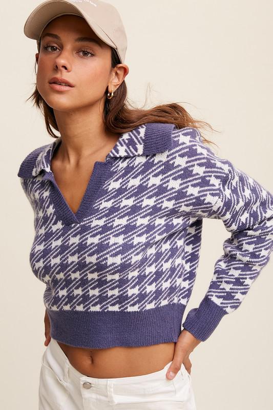 Houndstooth Sweater Denim