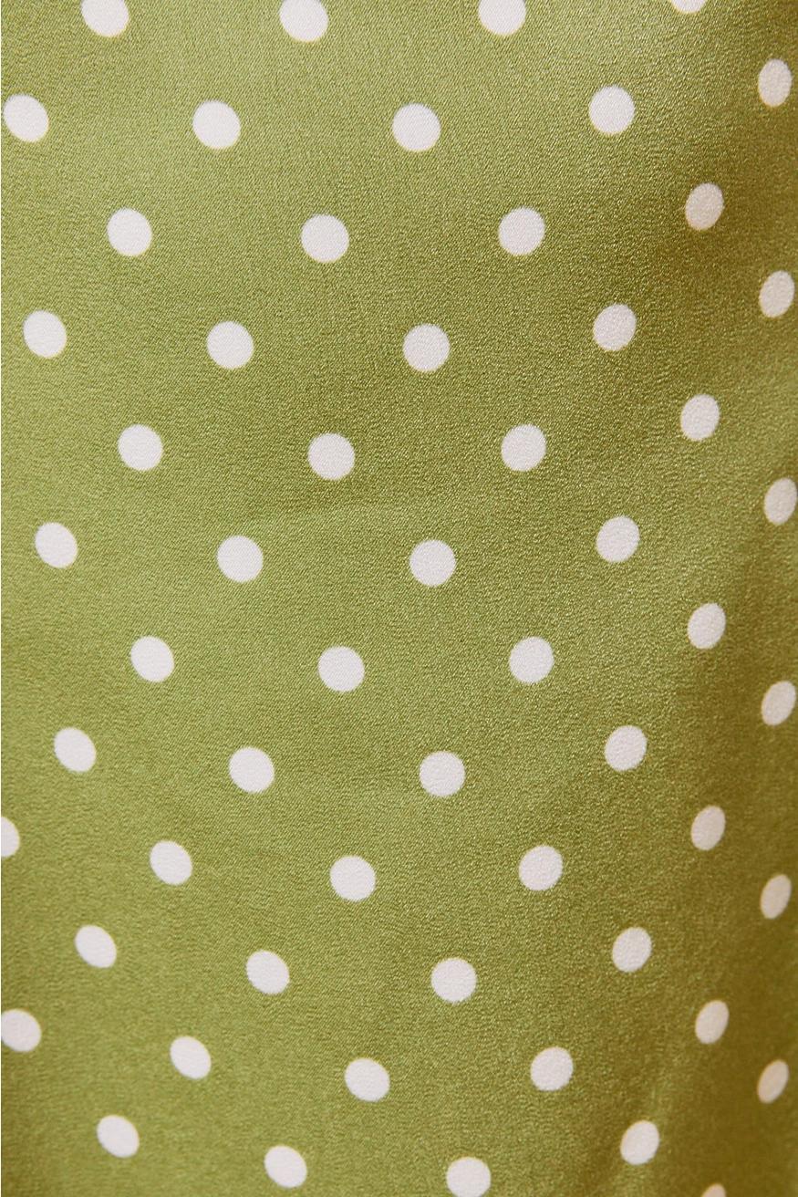 Green Polka Dot Square Neck Mini Dress
