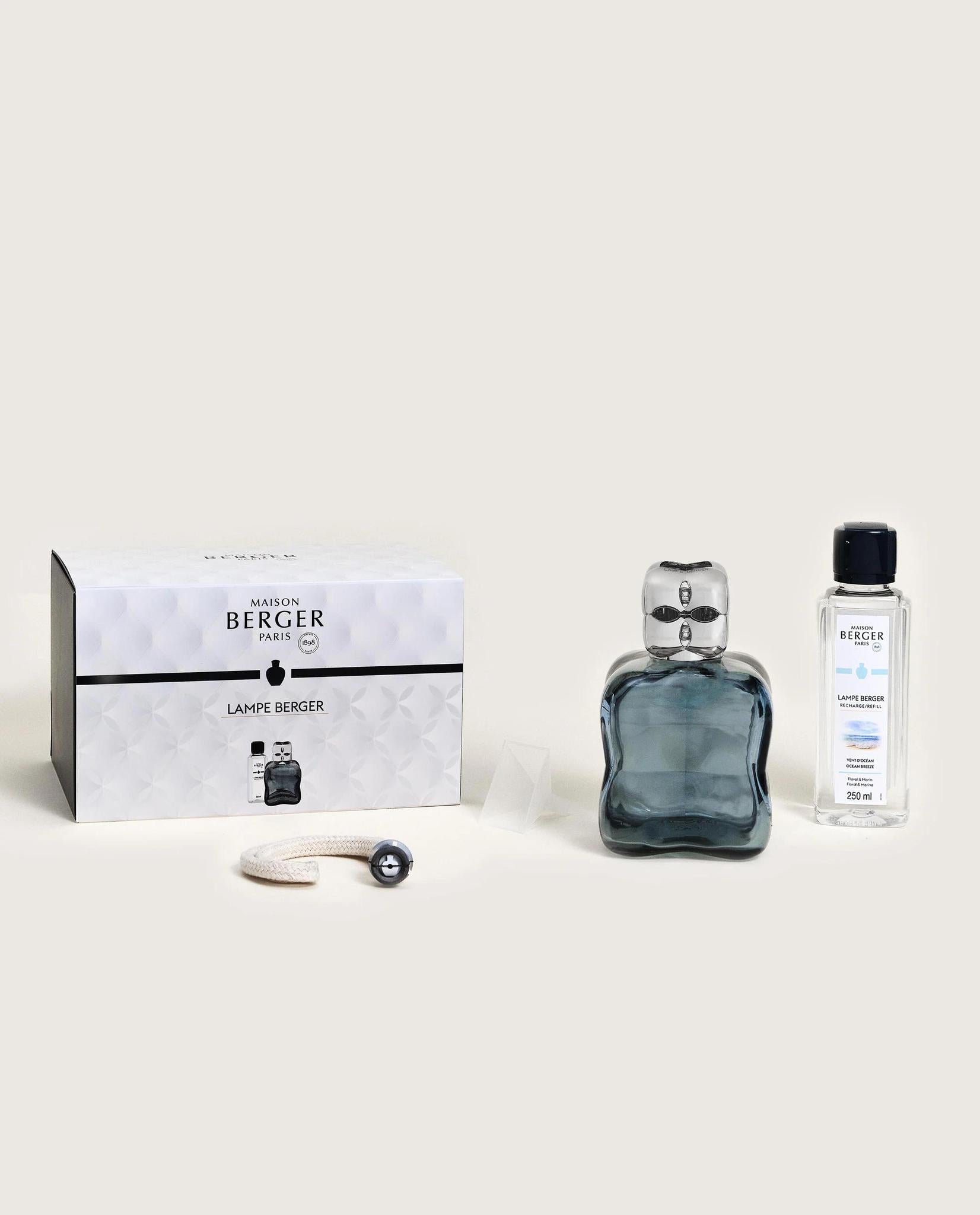Cozy Steel Blue Fragrance Lamp Gift Set with Ocean Breeze