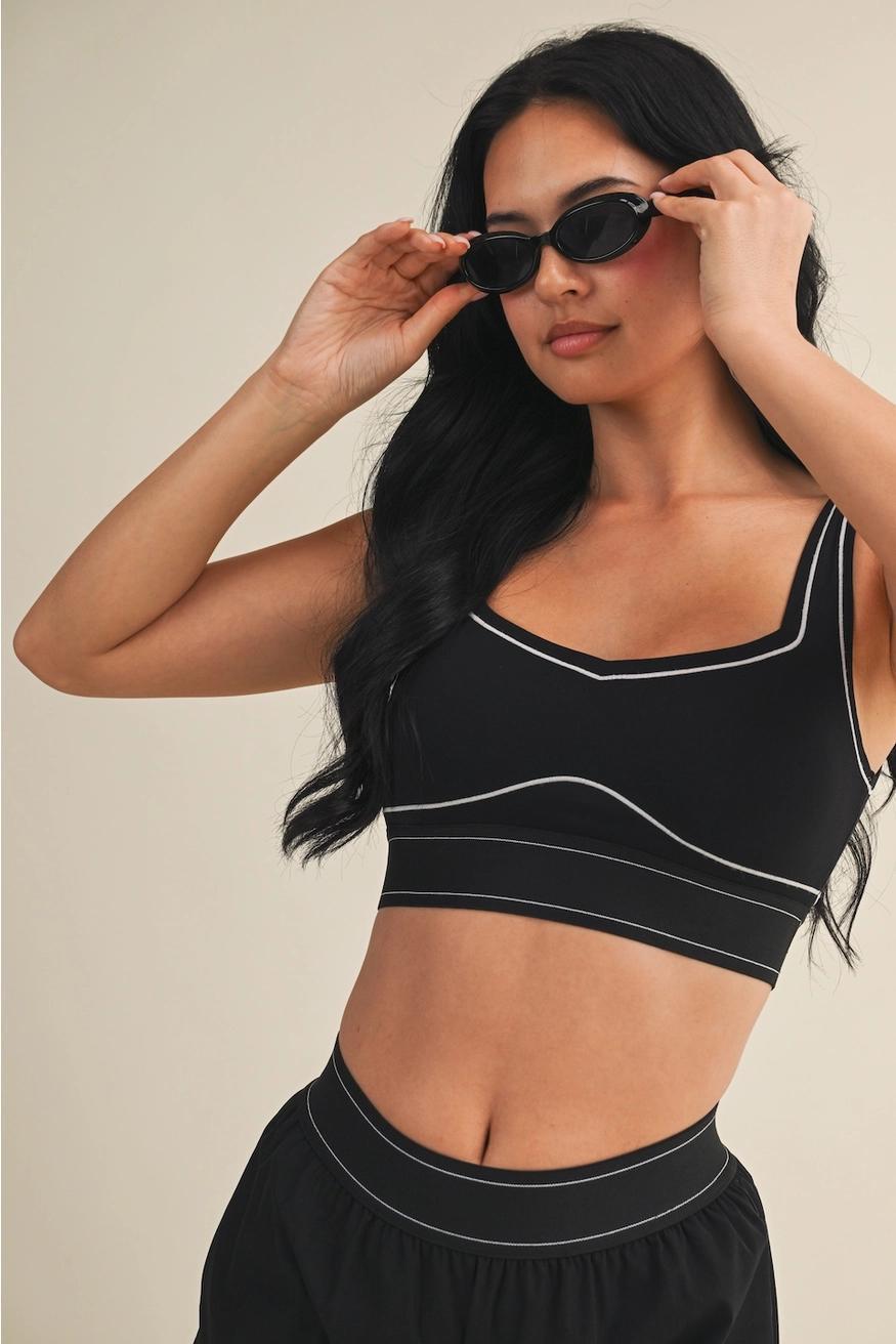 Black Contrast Thread Athletic Set