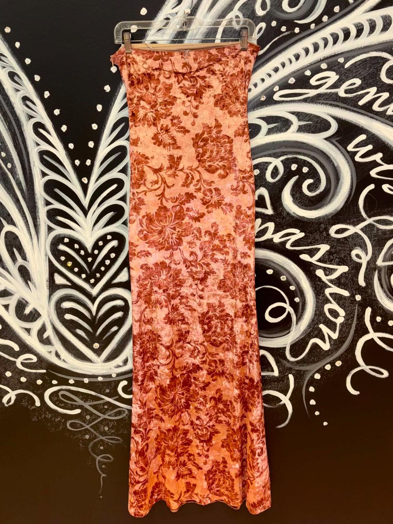 Velvet Print Bandeau Maxi Dress