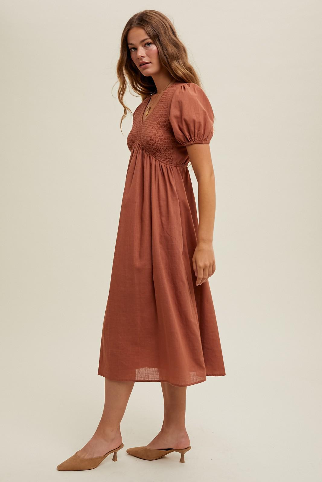 Textured Puff Sleeve Dress