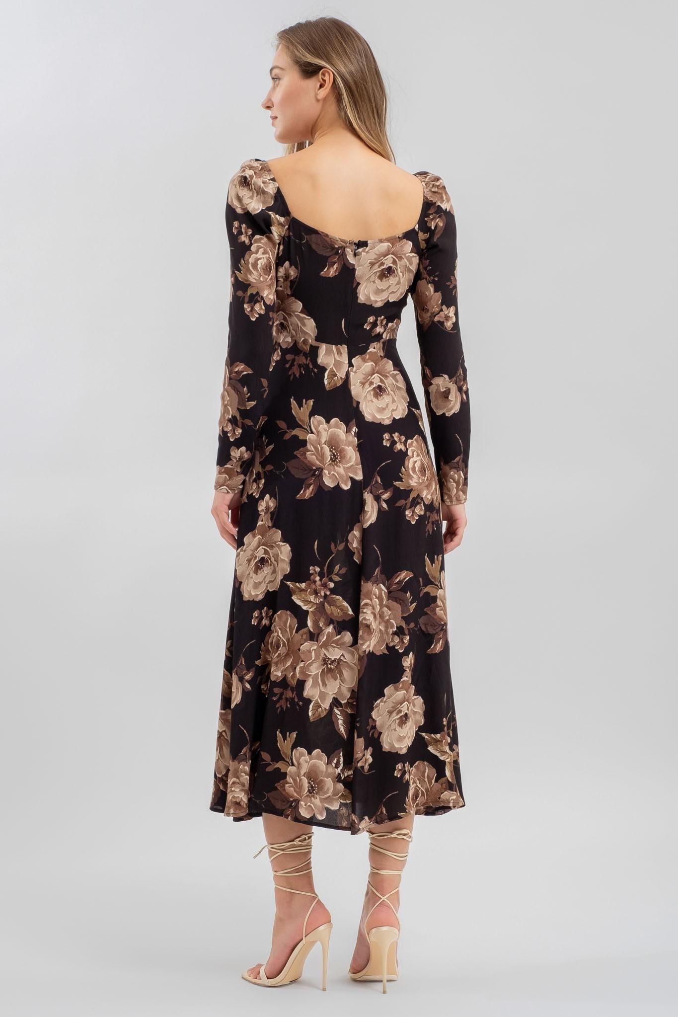 Floral Square Midi Dress