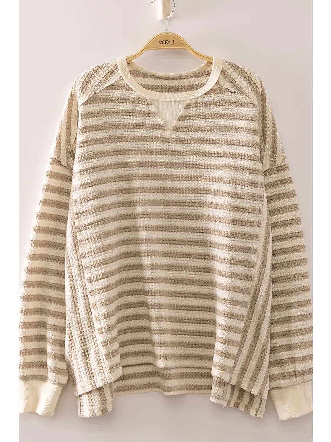 Taupe Stripe Waffle Top
