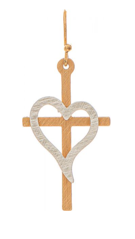 Two Tone Faithful Hearts Earring