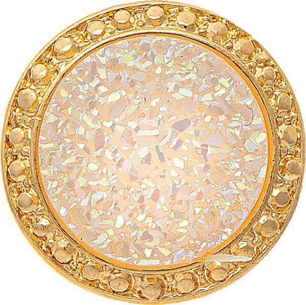 Gold Edge White Druzy Post Earring