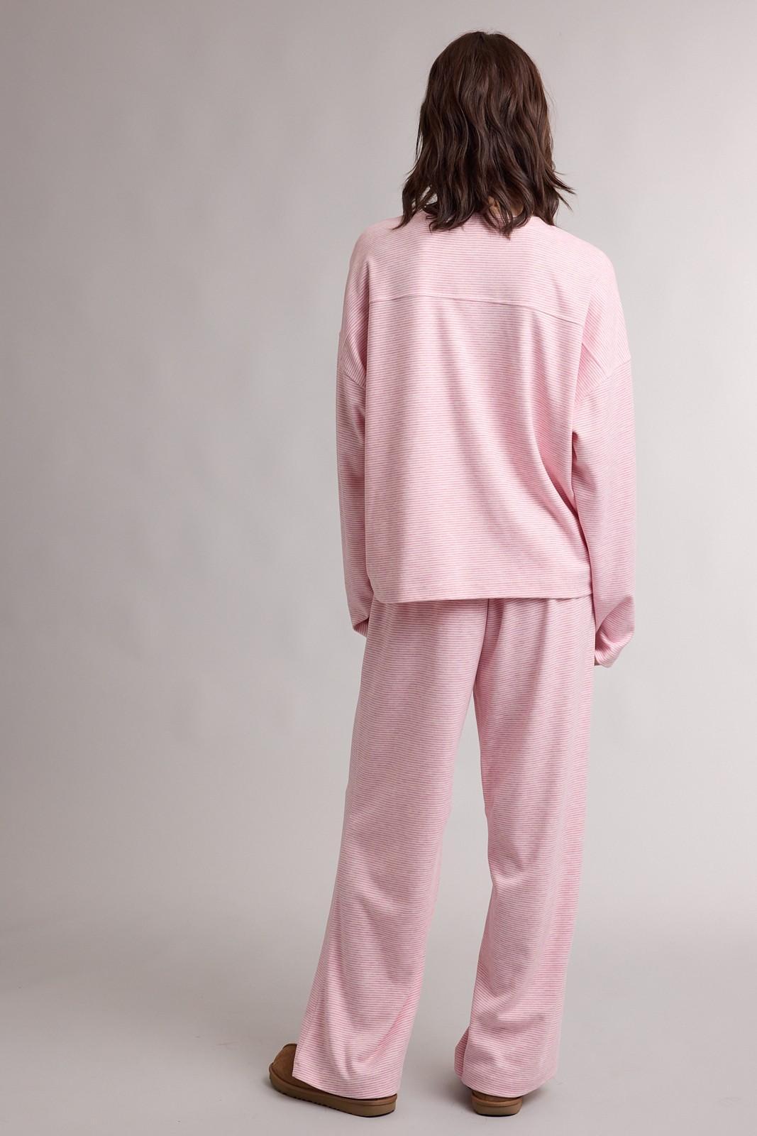 Rose Cream Striped Knit Top And Pants Set