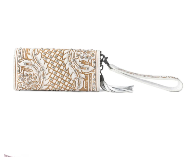 Sparkling Desert Moon Luxe Wallet In Chocolate White