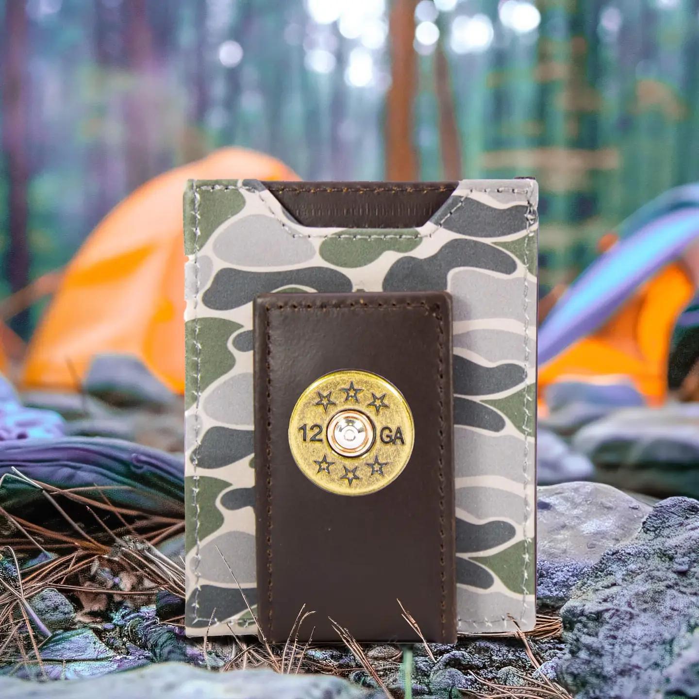 Magnetic Front Pocket Old School Camo Leather Wallet