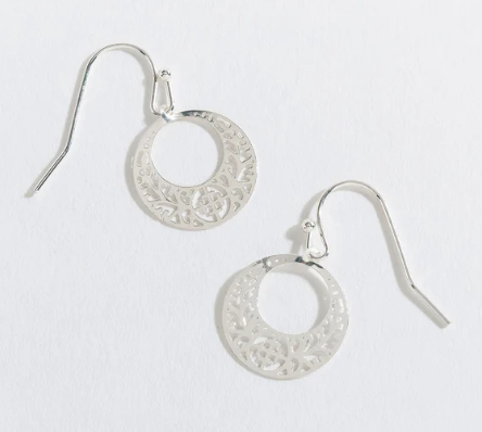 Silver Round Lace Earrings
