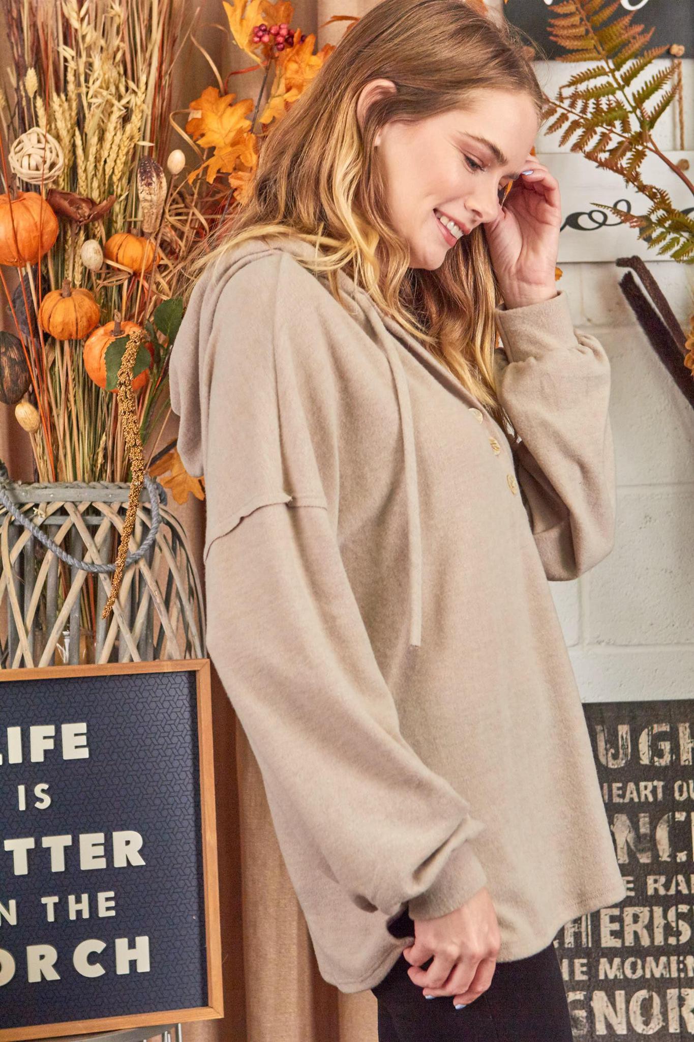 Cream Brushed Terry Hoodie