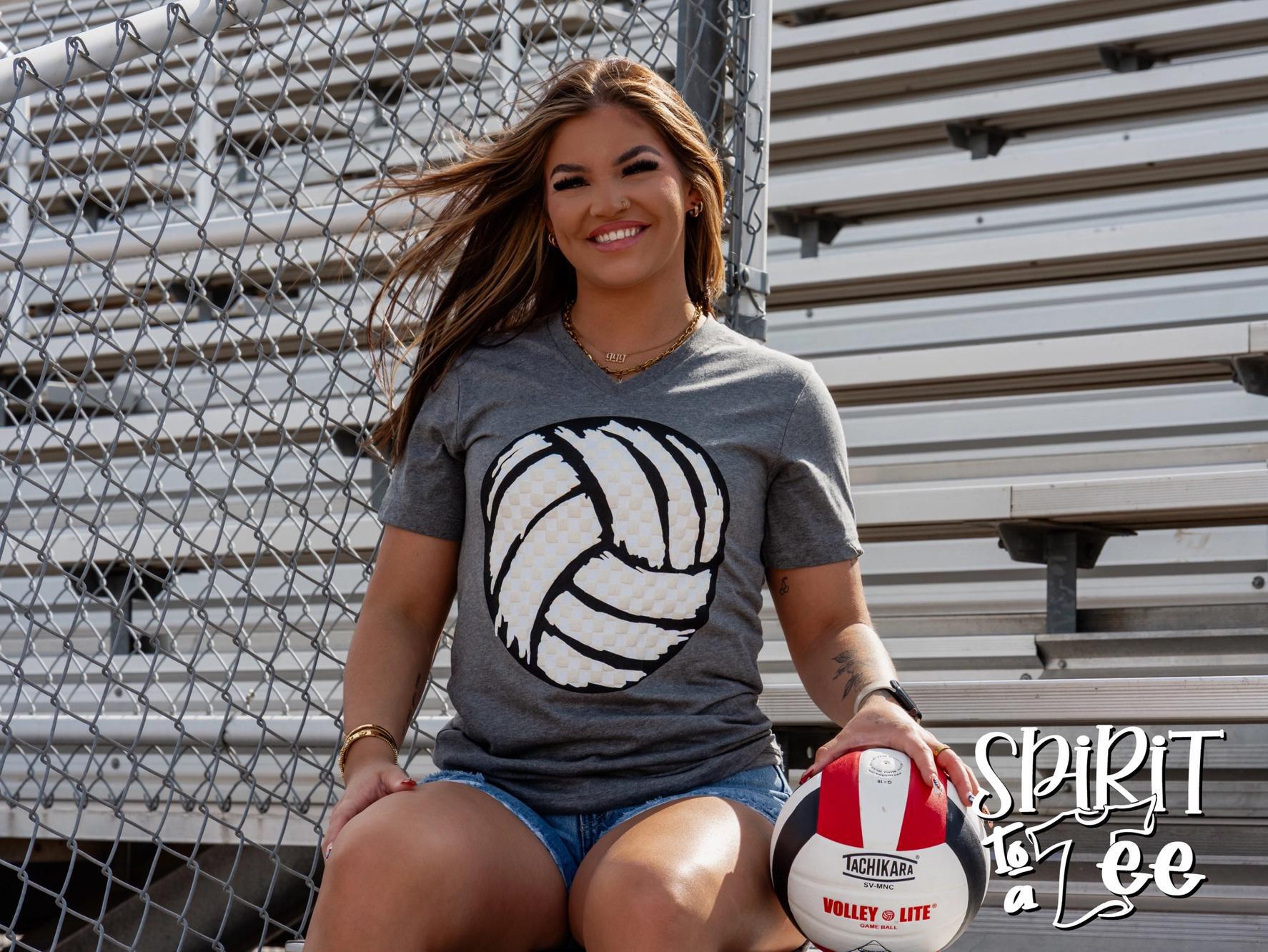 Volleyball Checkered - V-Neck Volleyball Tee