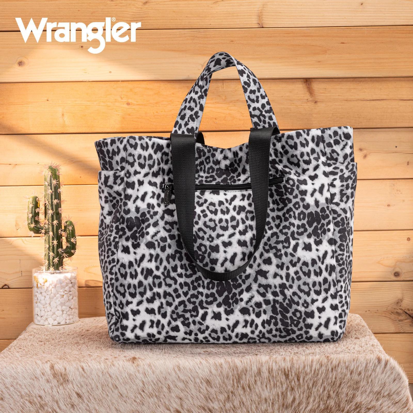 Wrangler Leopard Print Large Tote/Crossbody - Black