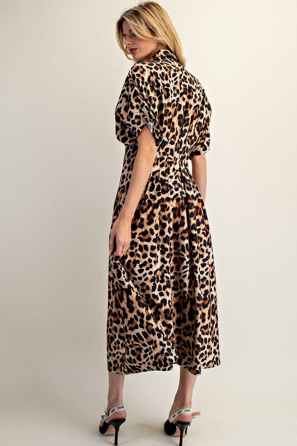 Leopard Button Down Maxi Dress