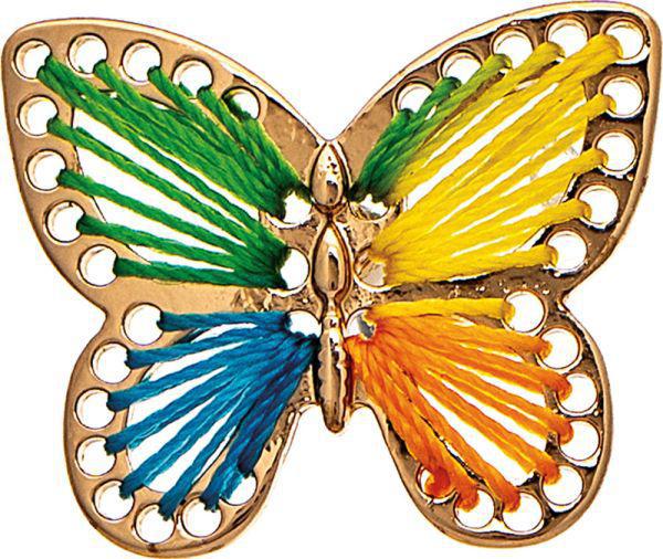 Gold Multicolor Thread Butterfly Post Earring