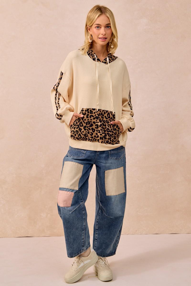 Waffle Thermal Leopard Mix And Match Hoodie