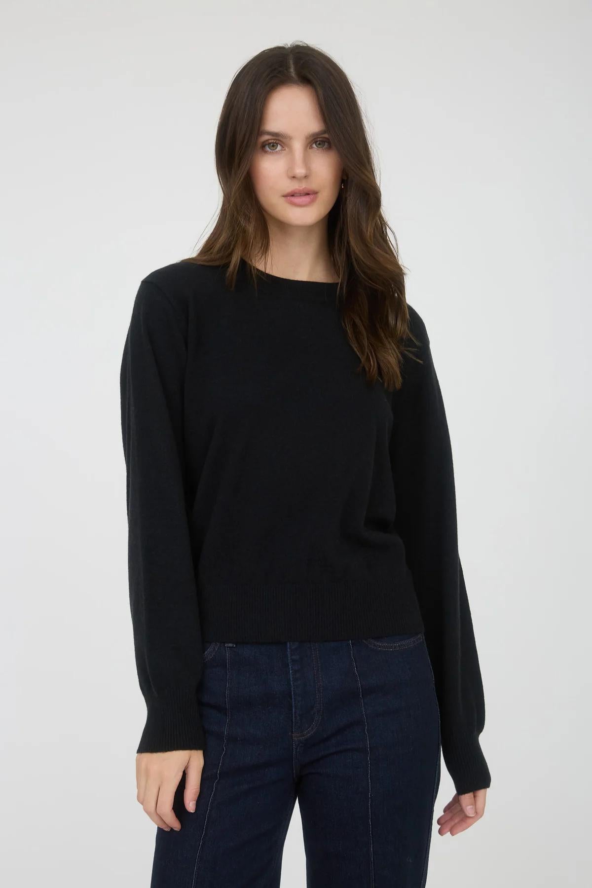 Black Crew Neck LS Knit Sweater