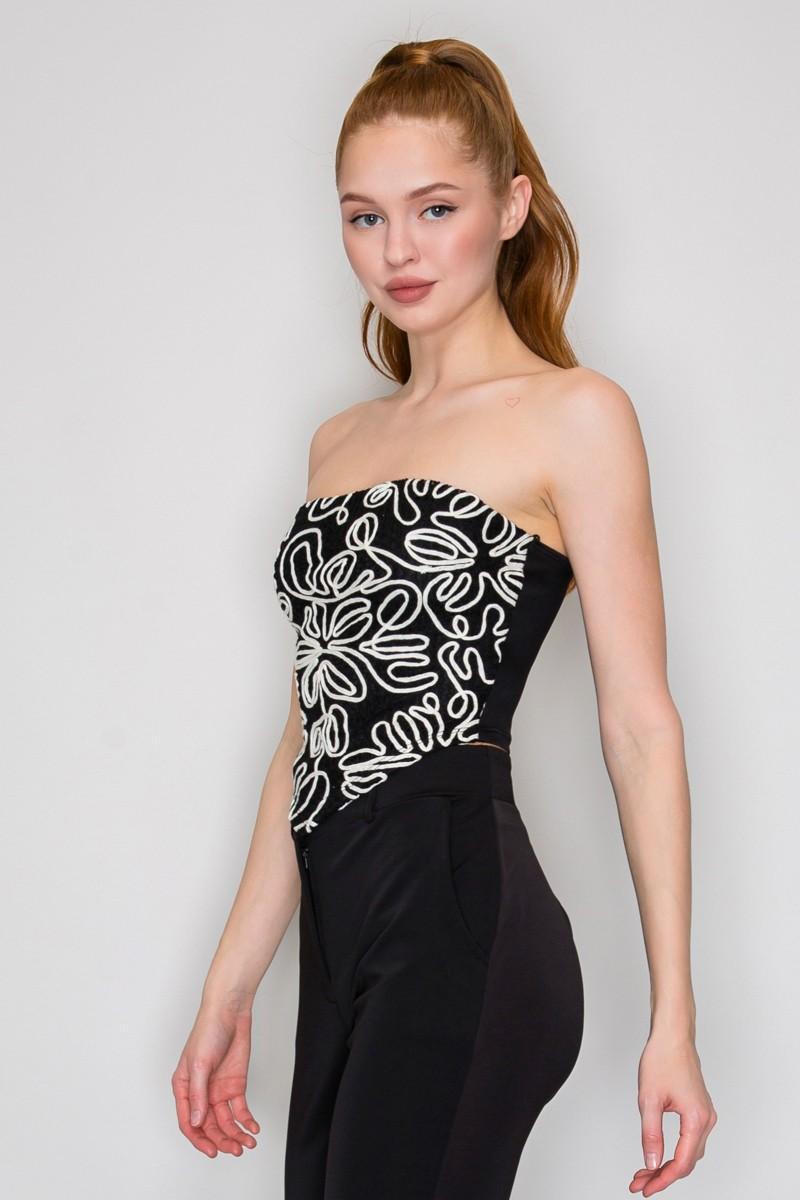 Bandeau Floral Embroidered Top