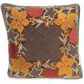 17" Embroidered cutout Fall Leaves Pillow