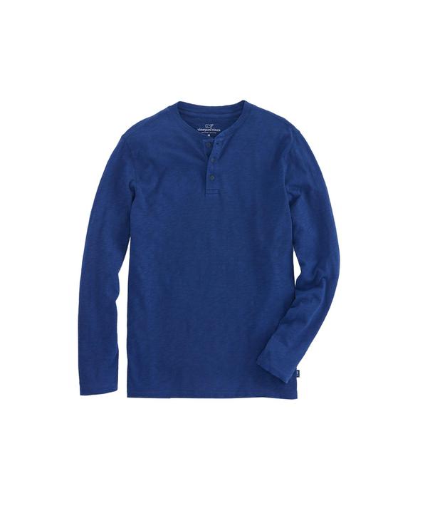 Jersey Garment Dye Slub Henley Deep Bay