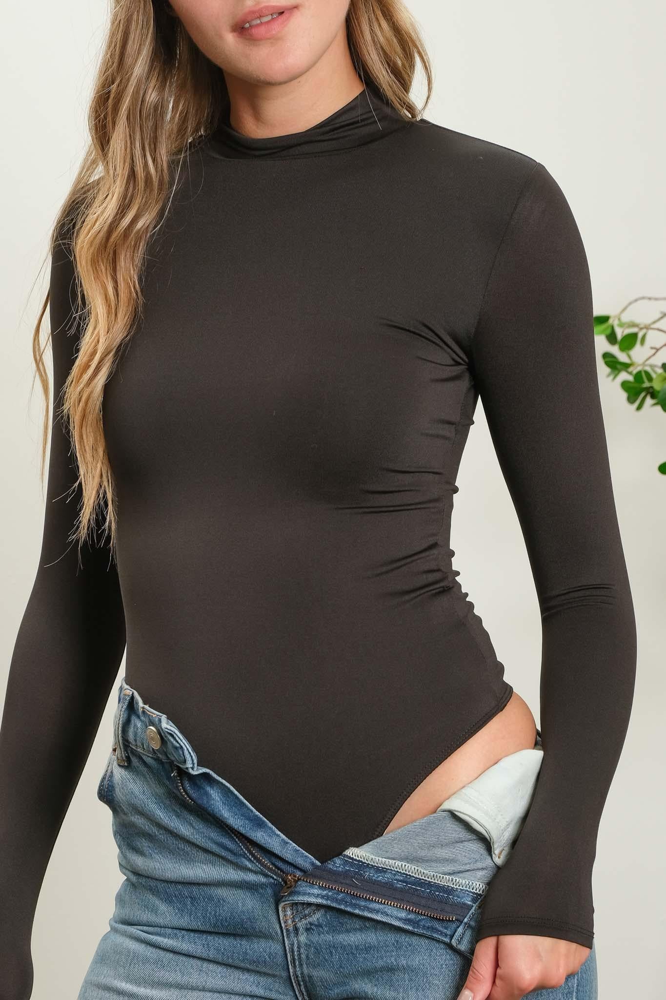 Black Mock Neck Bodysuit