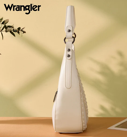 Wrangler Western Contrast Stitch Chevron Hobo Shoulder Bag - Tan