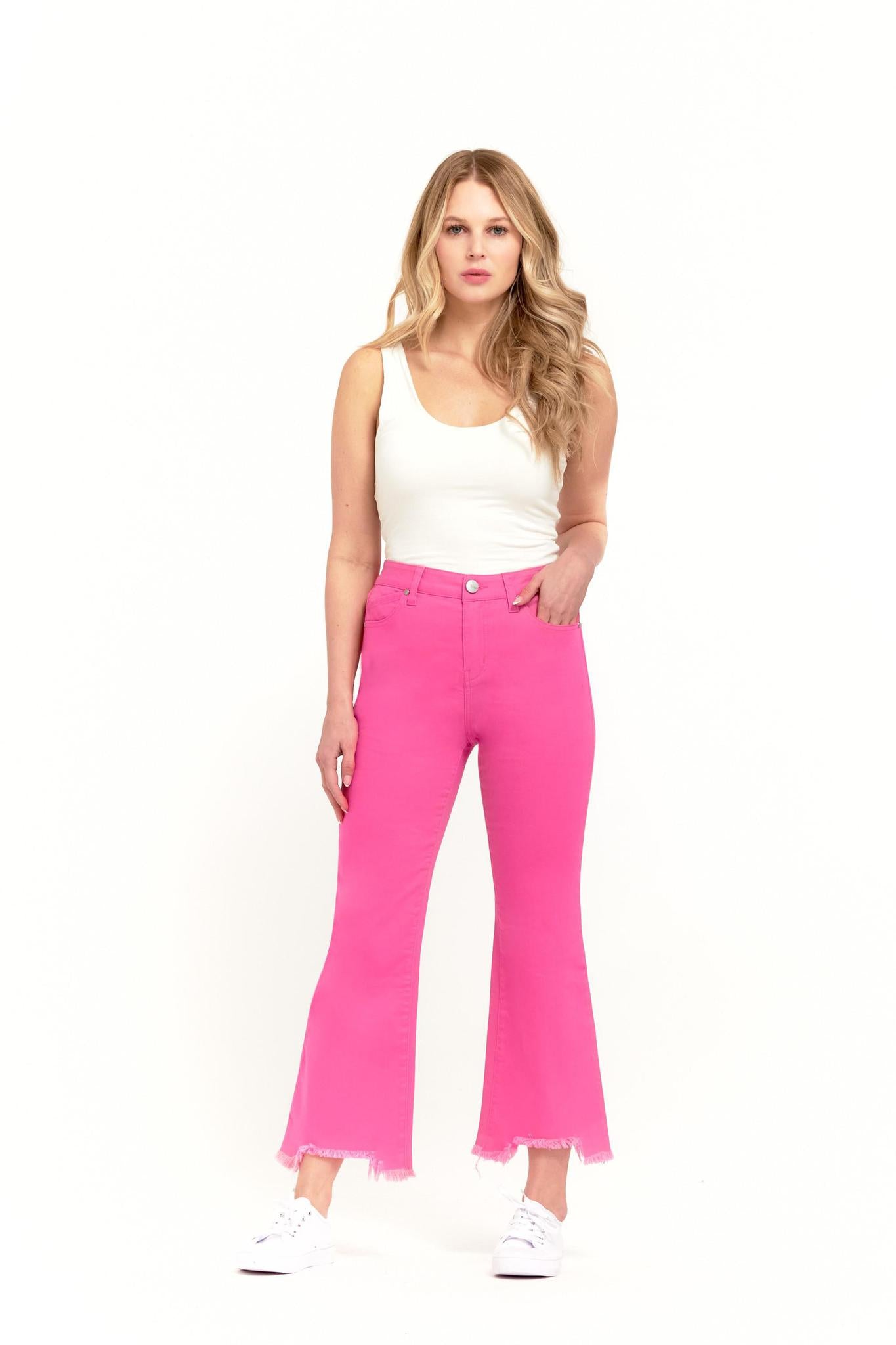 Pink HR Bootcut Sharkbite Hem Jeans