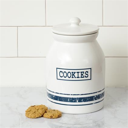 Blue Stripe Cookie Jar