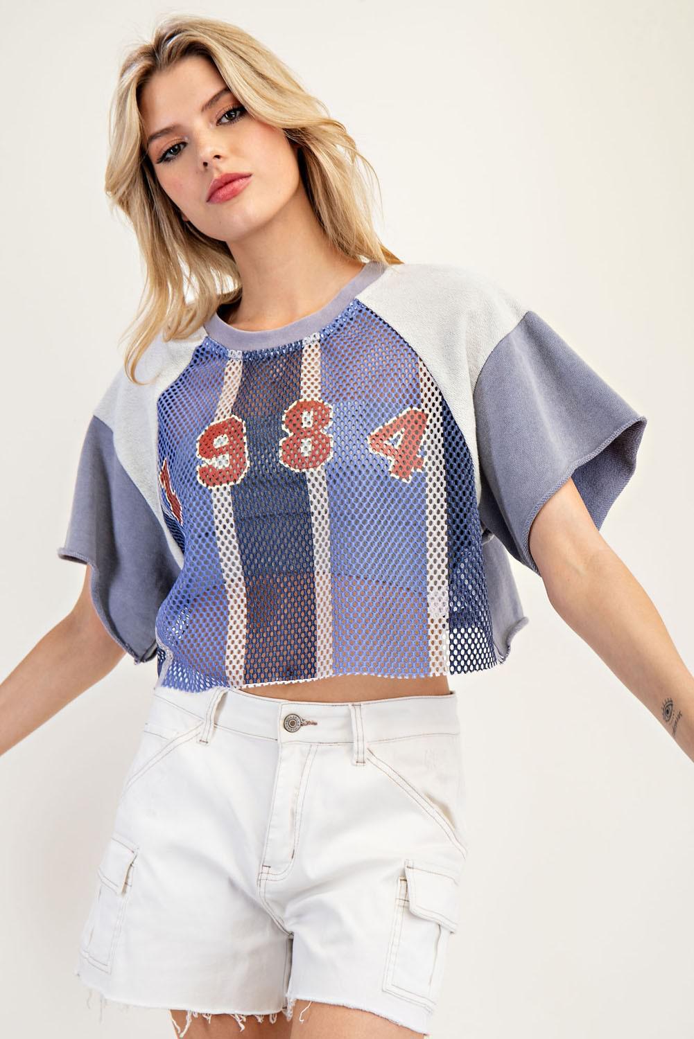 Cropped Colorblock Varsity Top