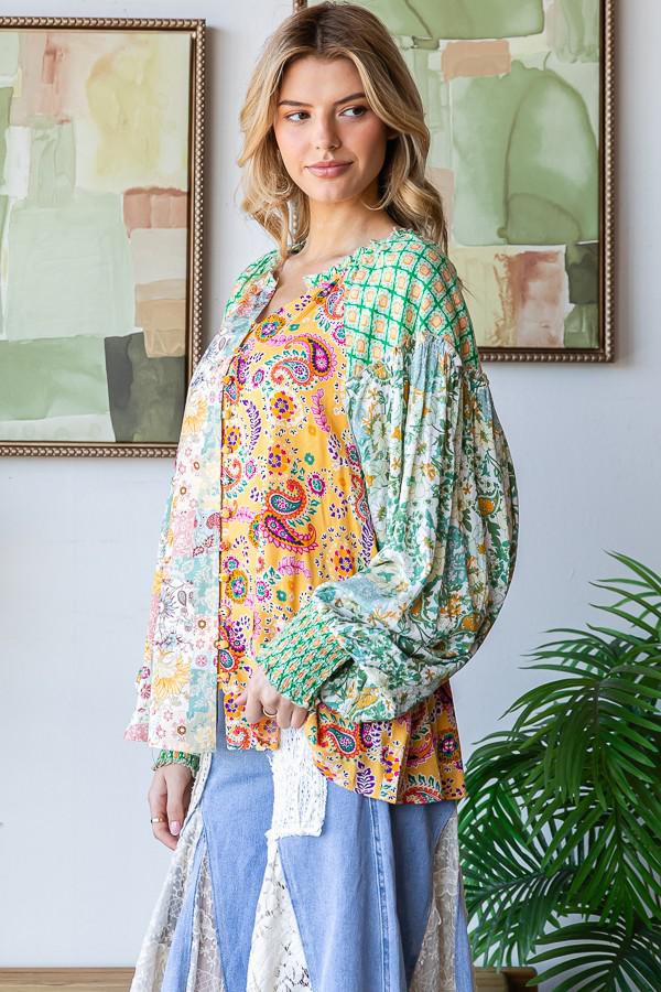 Green Combo Blouse