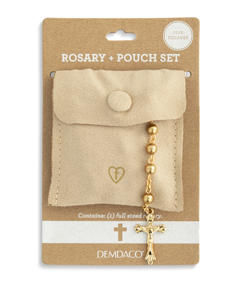 Gold Rosary + Pouch - 18in