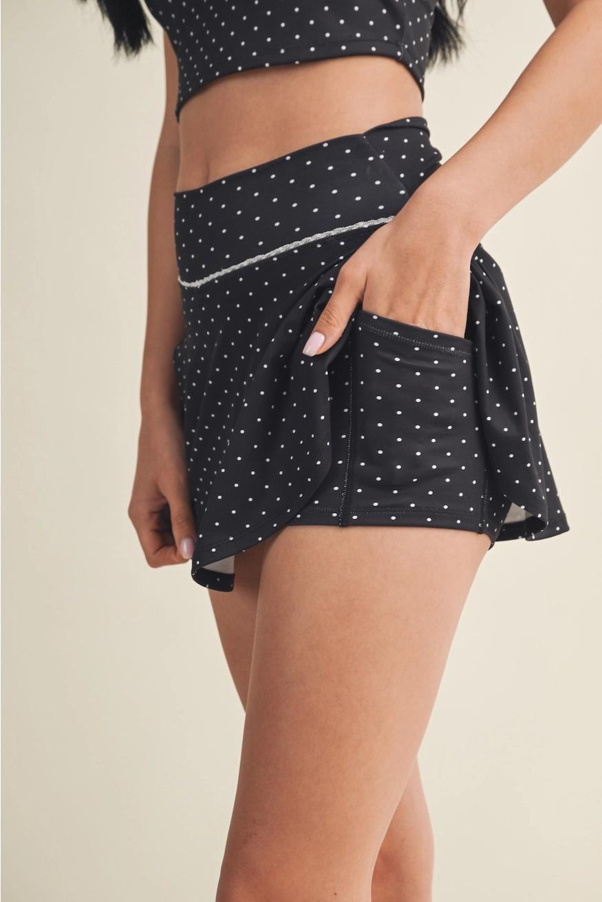 Black Polka Dot Top/Skort Athletic Set