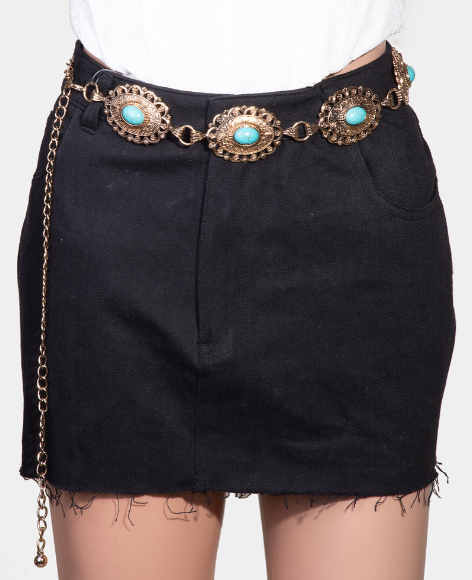 Intricate Metallic Oval Western Concho Belt