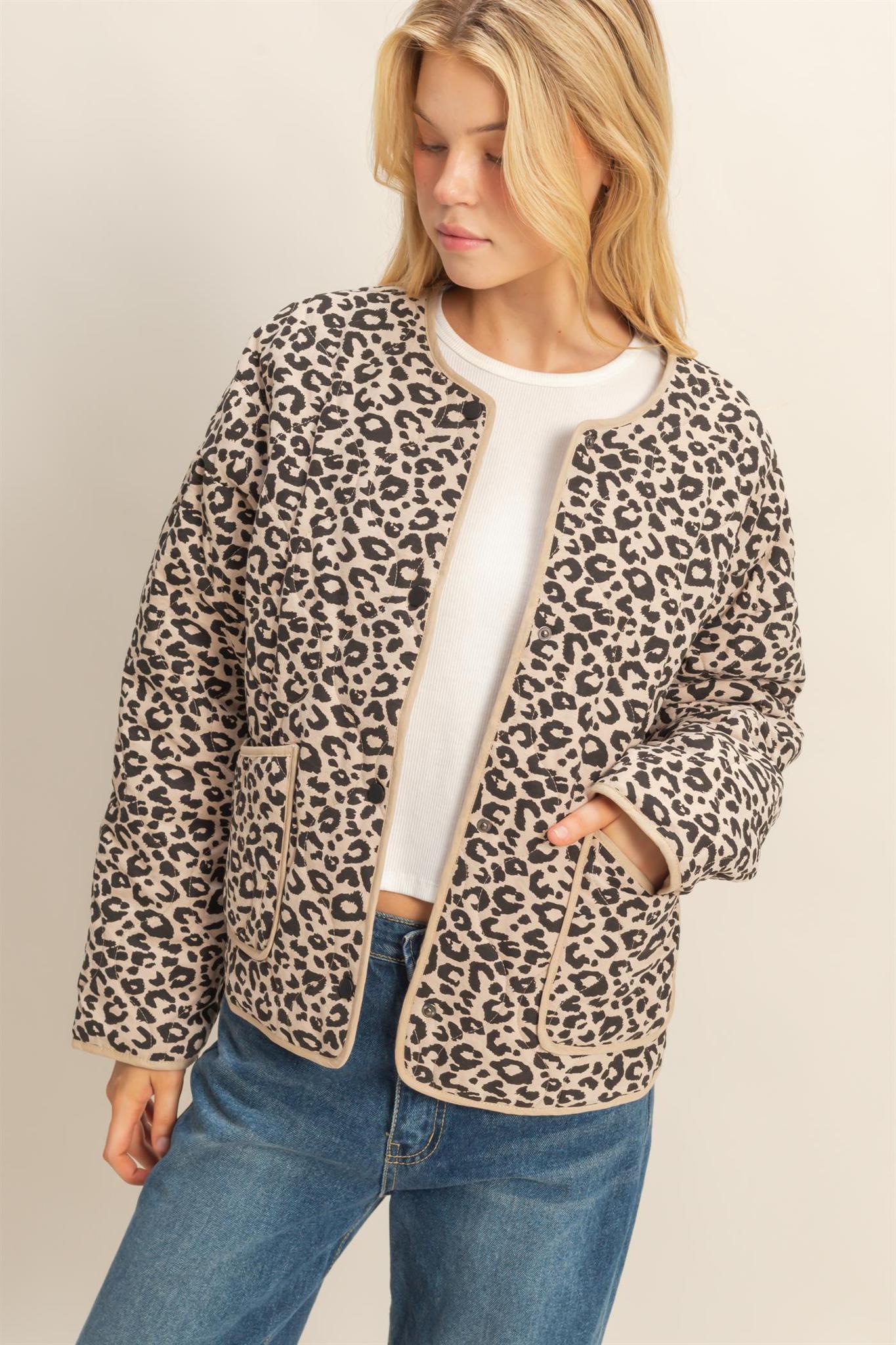Leopard Quilted Puffer Jacket