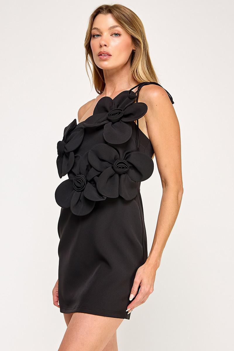 Stretch Crepe Tube Front Corsage Mini Dress